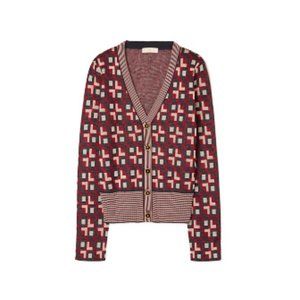 Logo Jacquard Cardigan In Light Royal Burgundy